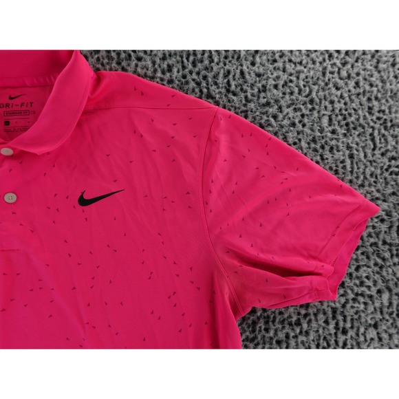 NIKE Dri-FIT Victory Micro Print‎ Golf Polo Men's Large HyperPink CU9841 - Picture 3 of 12